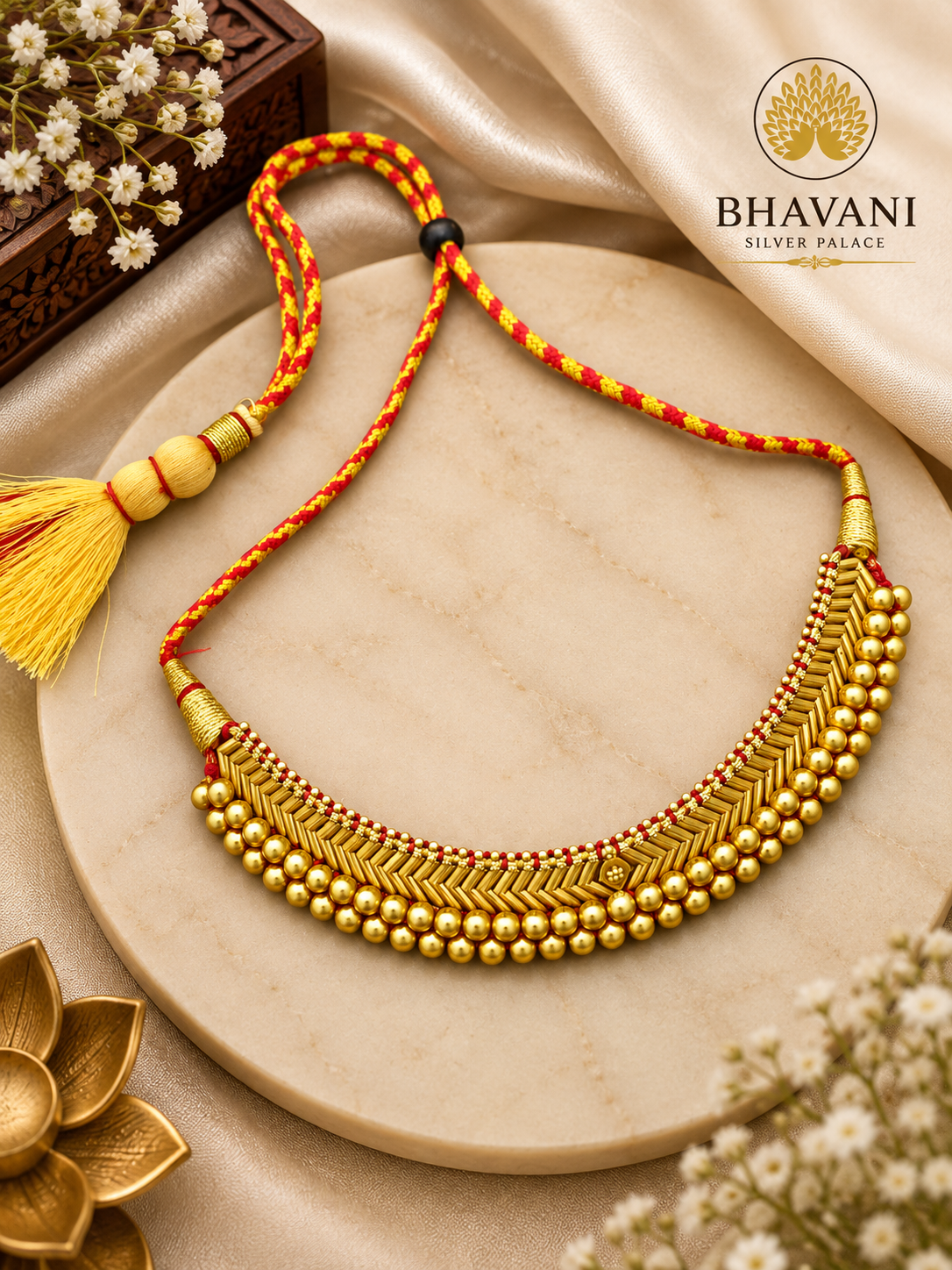 Devyani Gold Bead Collar Necklace