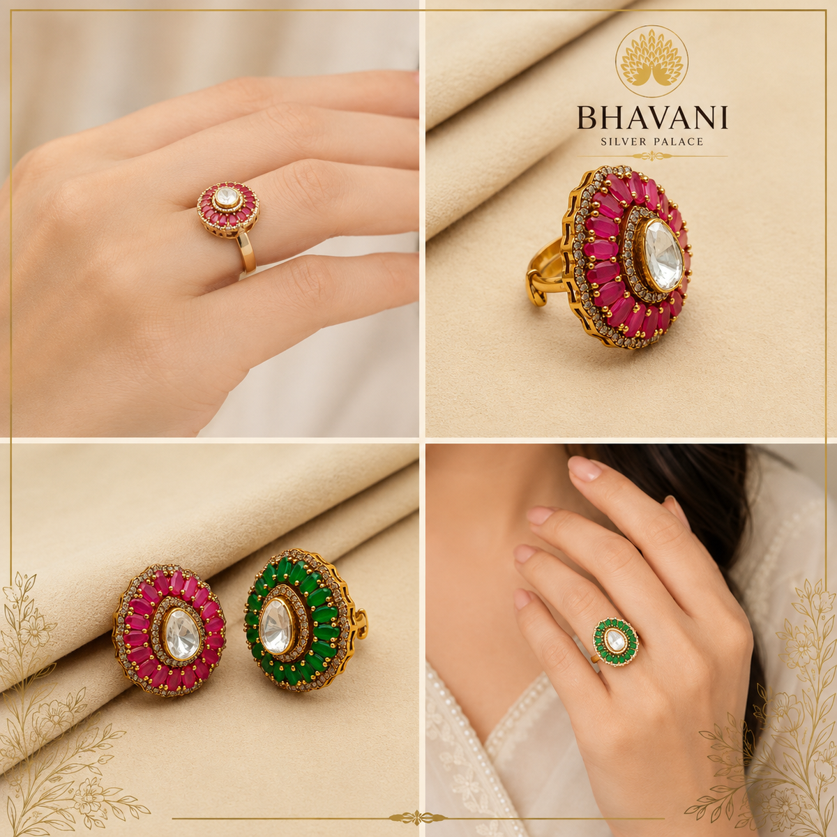 Pihu™ Kundan Cocktail Ring