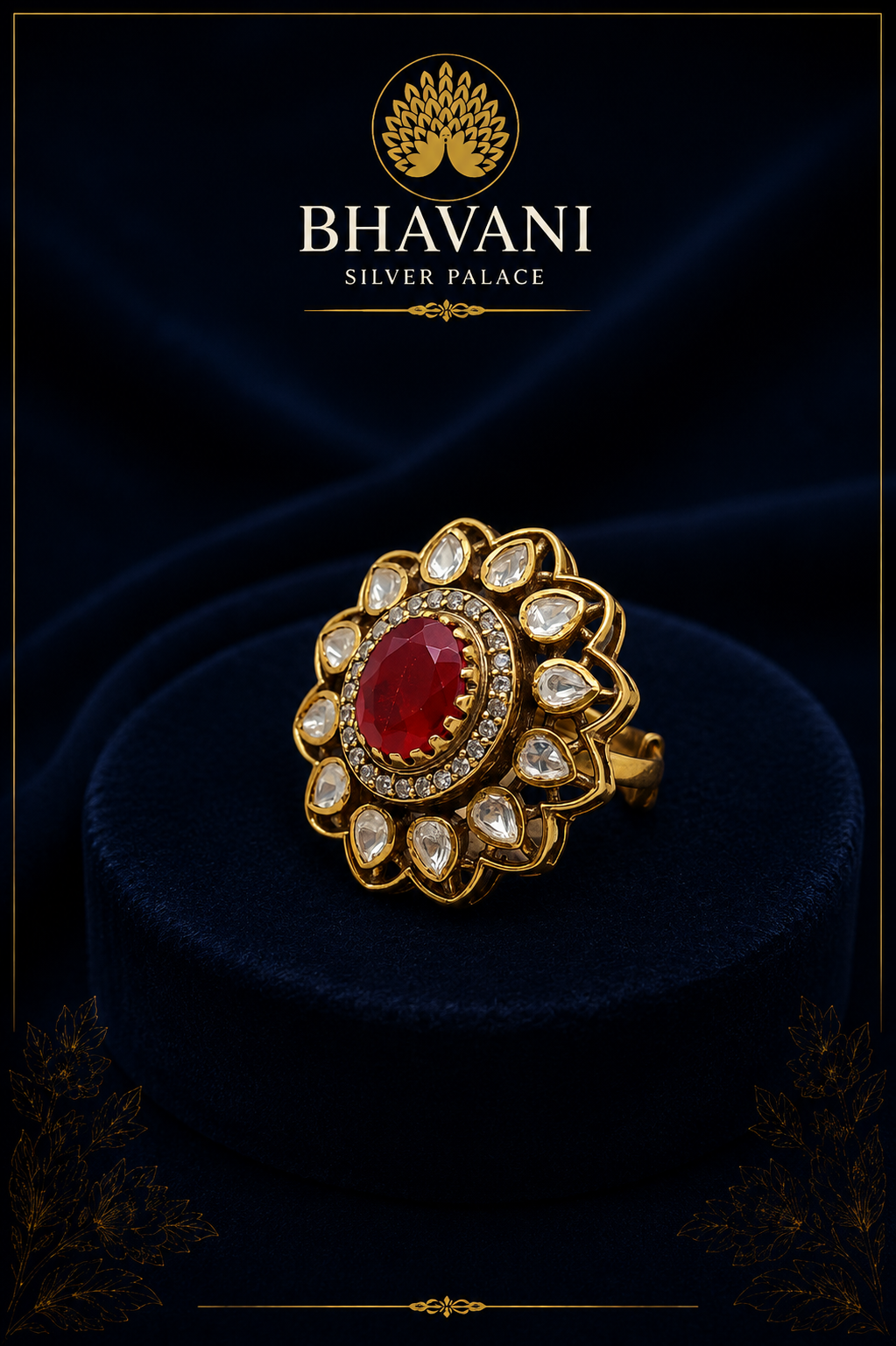 Manvi™ Ruby Floral Ring