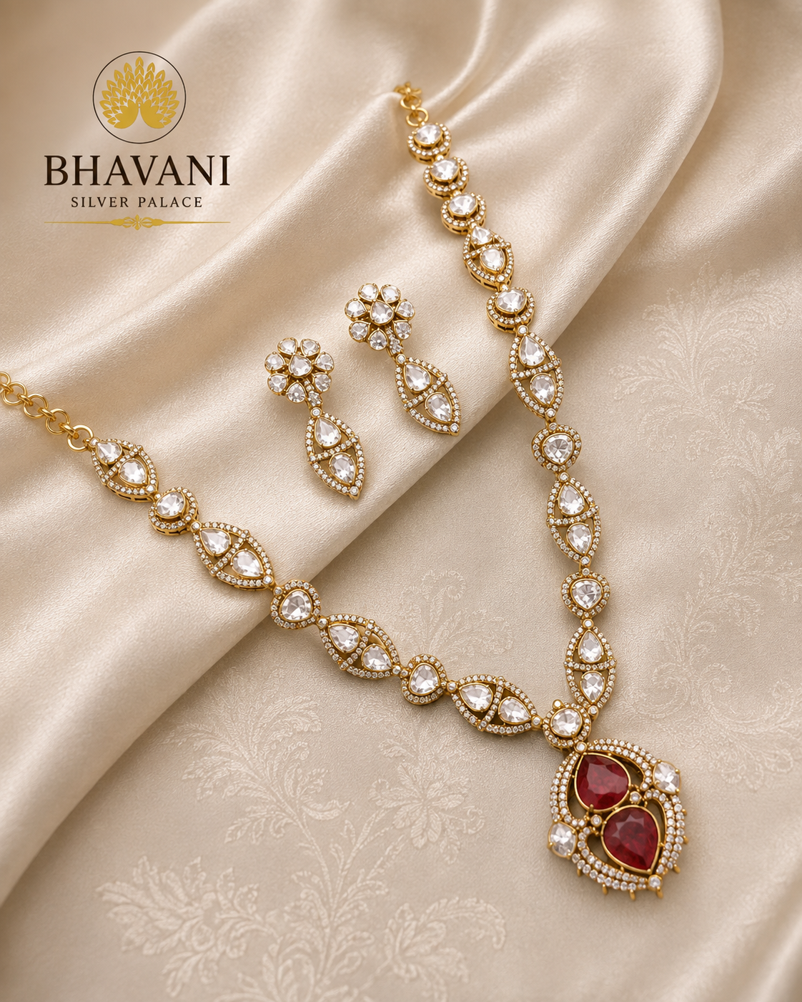 Saanvi™ Crystal Pear-Drop Necklace