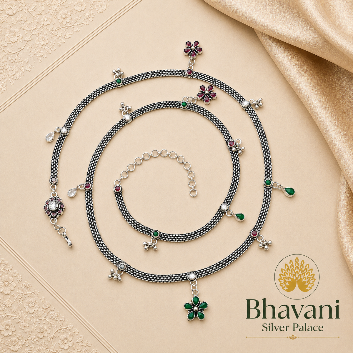 Diya™ Silver Floral Waist Chain