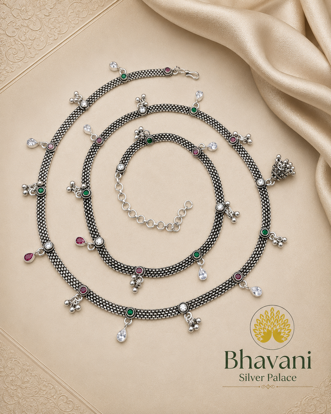 Shreya™ Silver Spiral Layered Chain