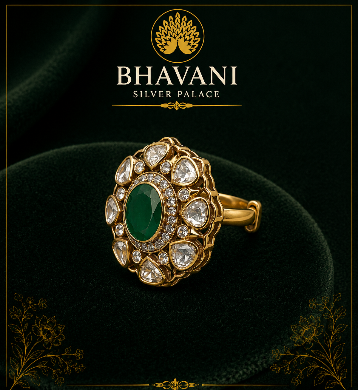 Jia™ Emerald Halo Ring