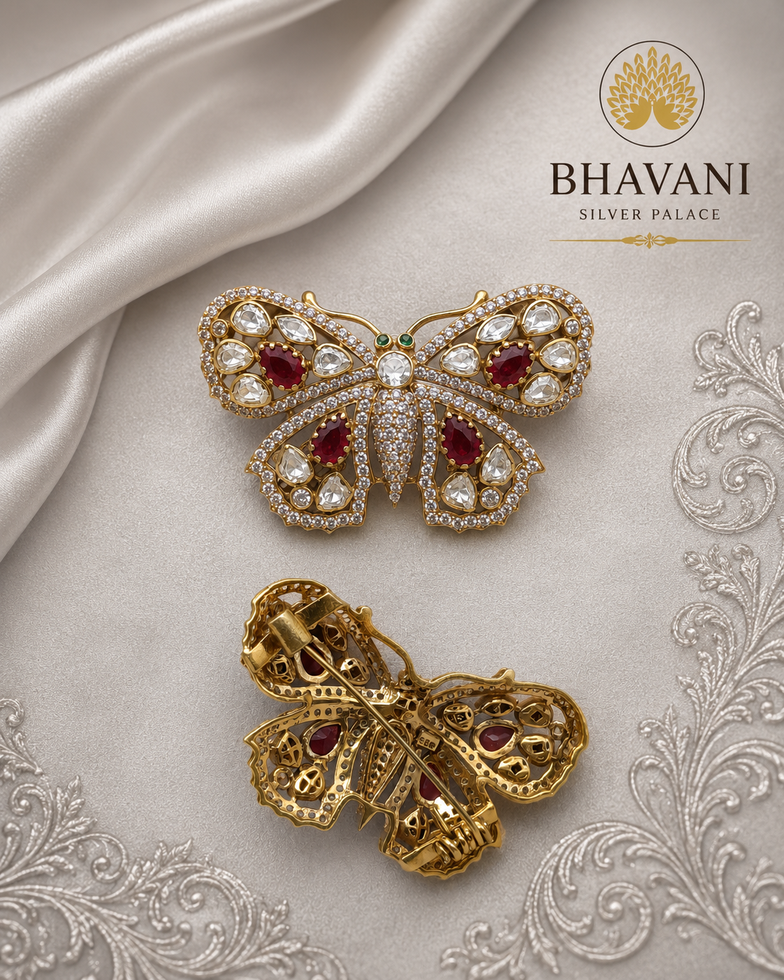 Riya™ Ruby Butterfly Brooch
