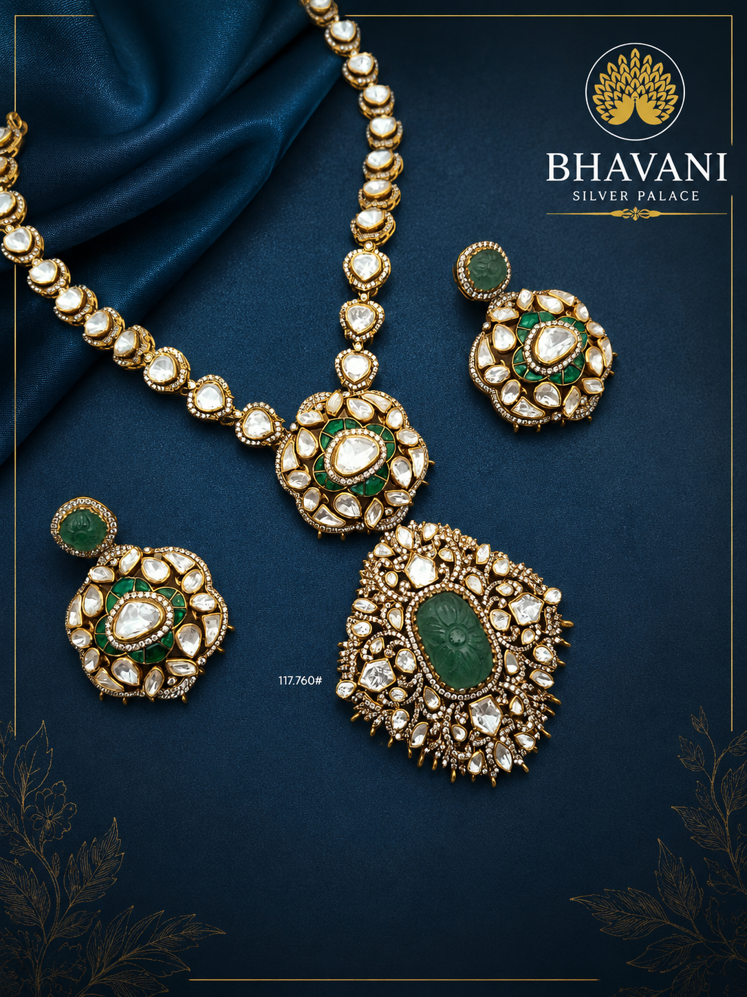 Kalyani™ Emerald Kundan Statement Set