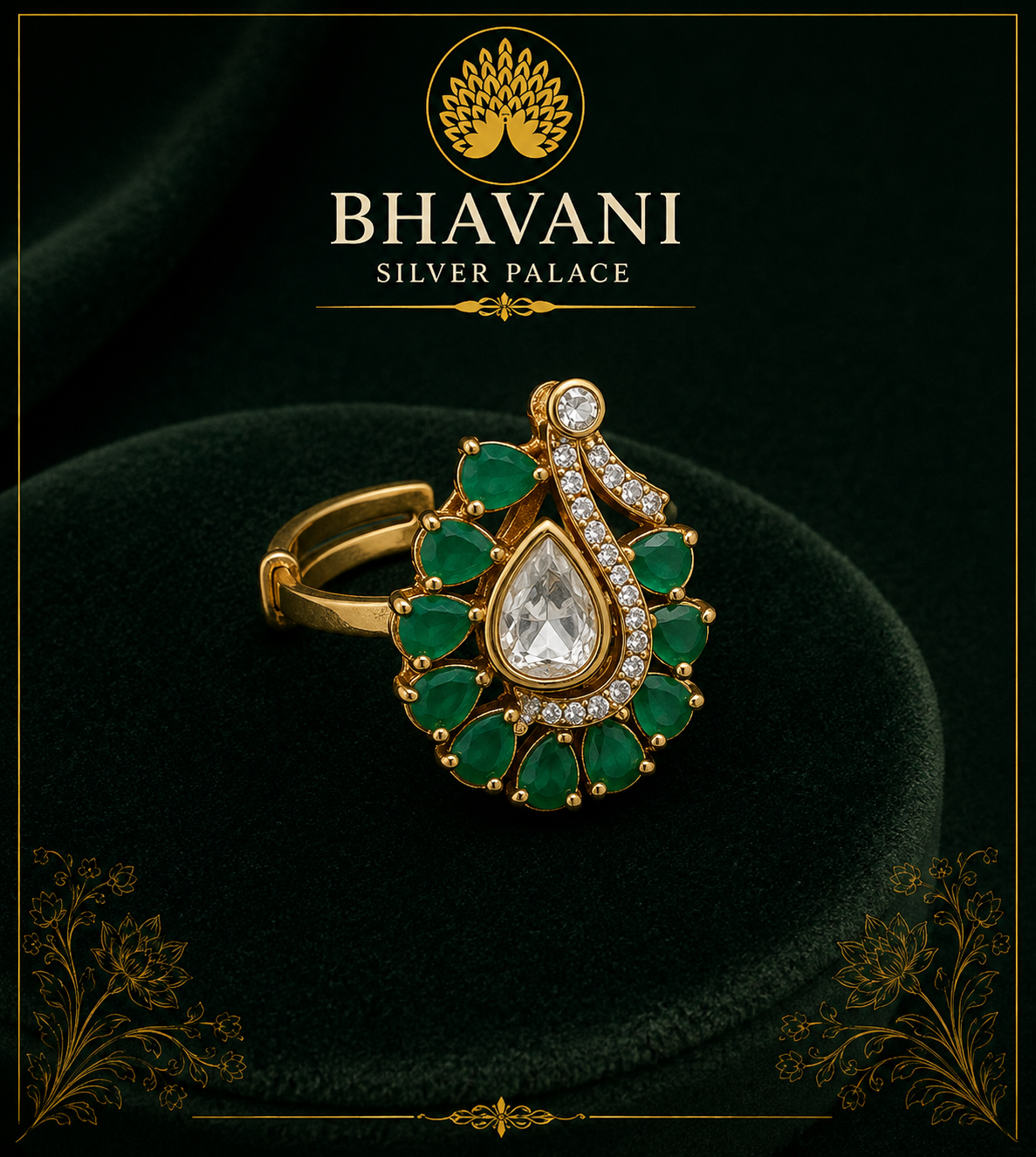 Ojal™ Emerald Floral Ring