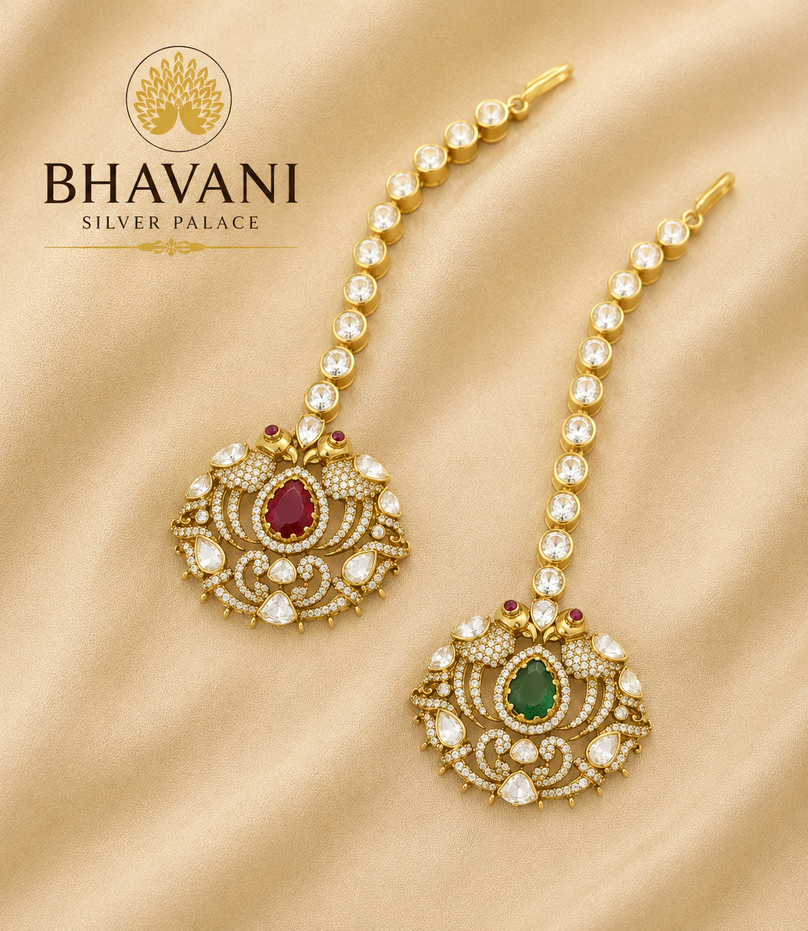 Mahika™ Ruby Emerald Maang Tika