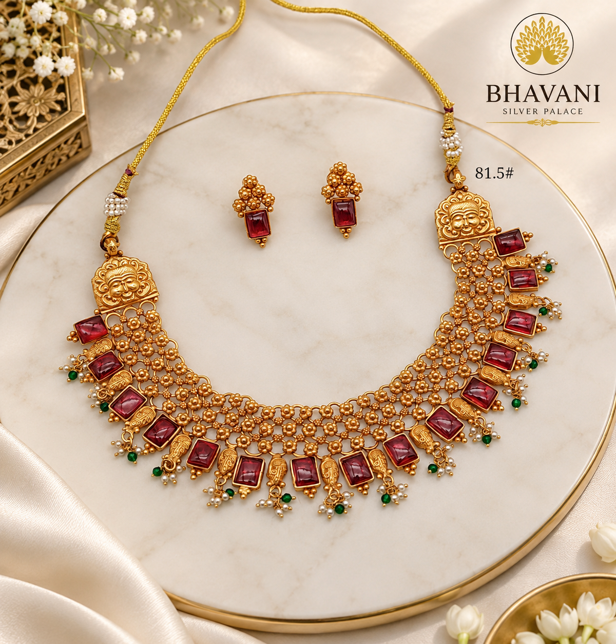 Ranjini Ruby Emerald Kundan Choker Set